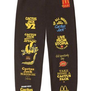 TRAVIS SCOTT CACTUS JACK Sticker Bomb Brown Sweatpants McDonalds Sz  Small new